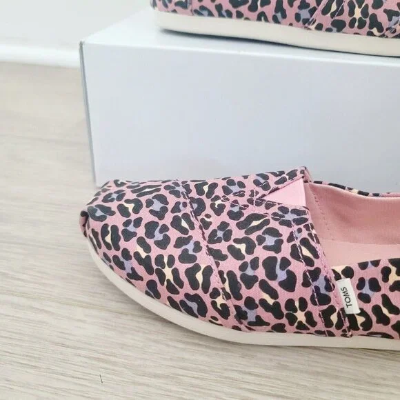 Toms Alpargata Pink Leopard Print Barbie Slip On Canvas Lisa Frank Shoes 6.5 - Picture 4 of 10